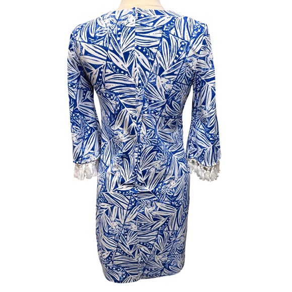 J McLaughlin Brenda Shift Dress Catalina Blue White Willow Bluff Tassel Small - Picture 5 of 15